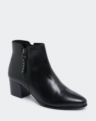 Leather Side Zip Ankle Boot