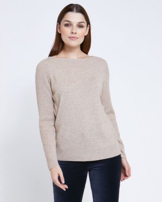 Paul Costelloe Living Studio Stone Boat Neck Rib Jumper