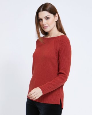 Paul Costelloe Living Studio Rust Boat Neck Rib Jumper