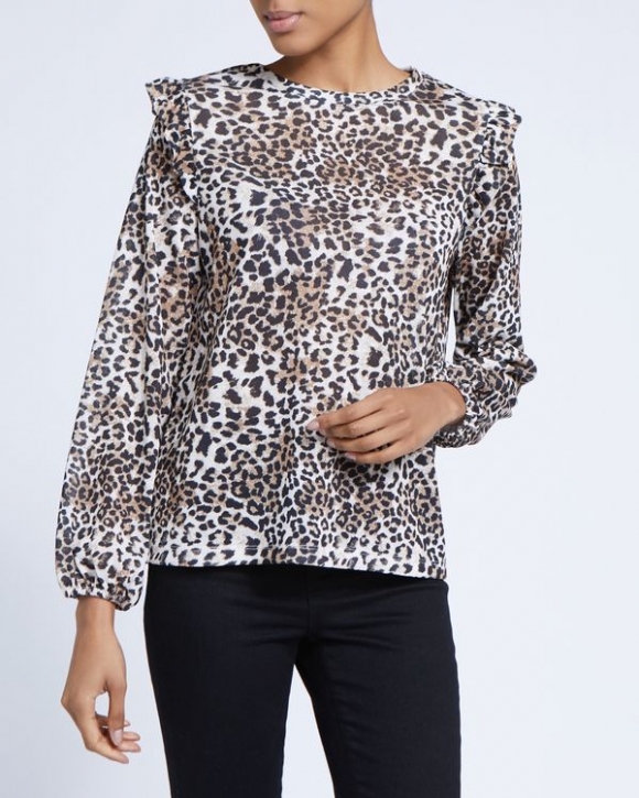 Leopard Ruffle Top