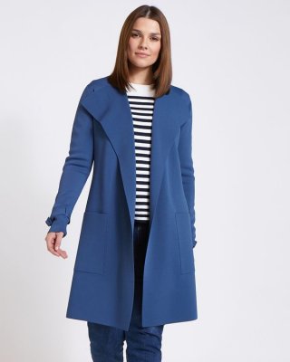 Paul Costelloe Living Studio Blue Viscose Belt Cardigan