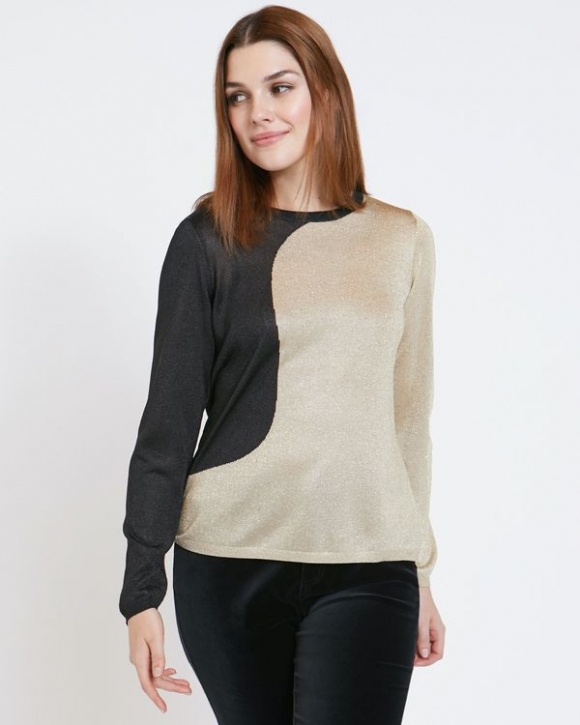 Paul Costelloe Living Studio Gold Lurex Two Tone Jumper