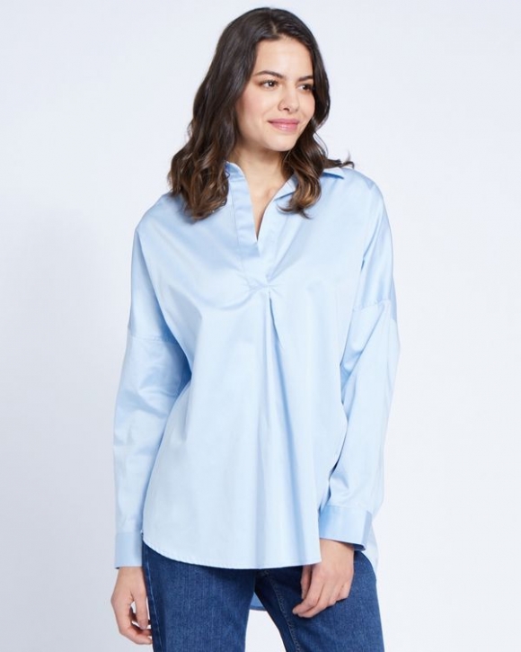 Paul Costelloe Living Studio Blue Curve Placket Blouse