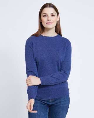 Paul Costelloe Living Studio Blue Cashmere Crew Neck Jumper