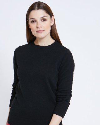 Paul Costelloe Living Studio Black Cashmere Crew Neck Jumper