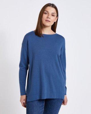 Paul Costelloe Living Studio Blue Split Hem Knit Jumper