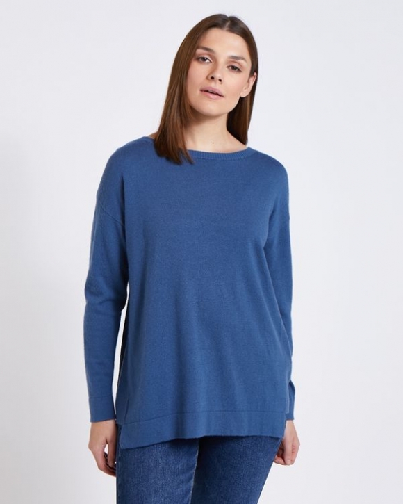 Paul Costelloe Living Studio Blue Split Hem Knit Jumper