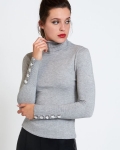 Savida Velvet Button Cuff Jumper