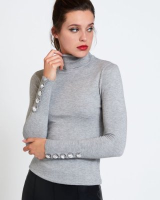 Savida Velvet Button Cuff Jumper