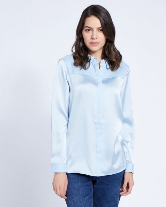 Paul Costelloe Living Studio Blue Collar Panel Blouse