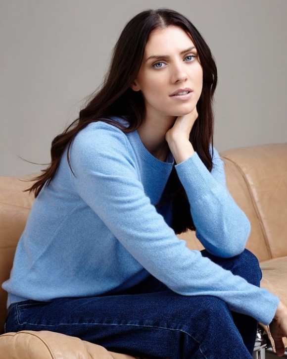 Paul Costelloe Living Studio Light Blue Cashmere Crew Neck Jumper