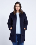 Paul Costelloe Living Studio Navy Curved Hem Coat