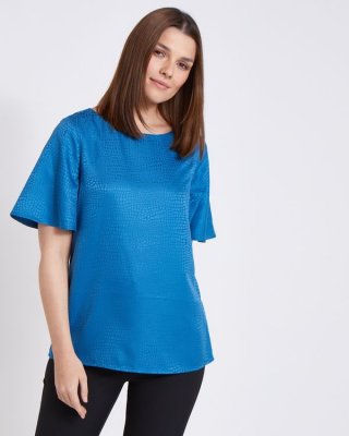 Paul Costelloe Living Studio Blue Flute Sleeve Top