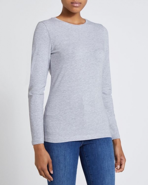 Long-Sleeved Stretch Crew-Neck Top