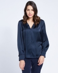 Paul Costelloe Living Studio Navy V-Placket Top