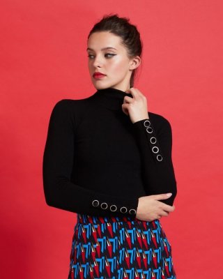 Savida Velvet Button Cuff Jumper